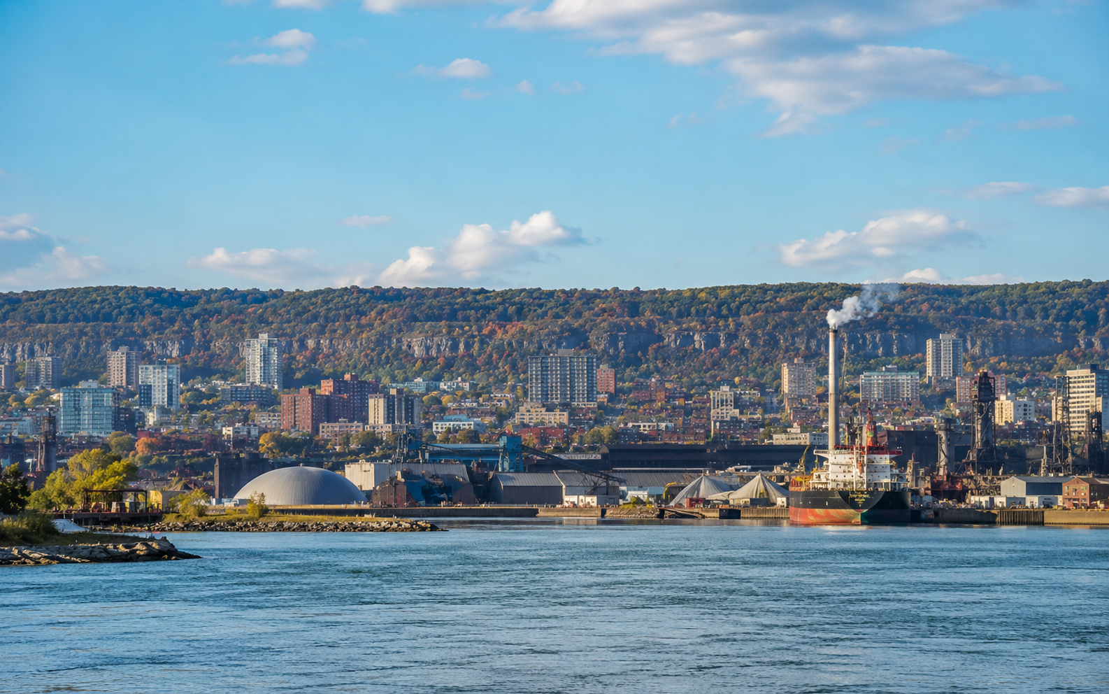Hamilton industrial waterfront and escarpment