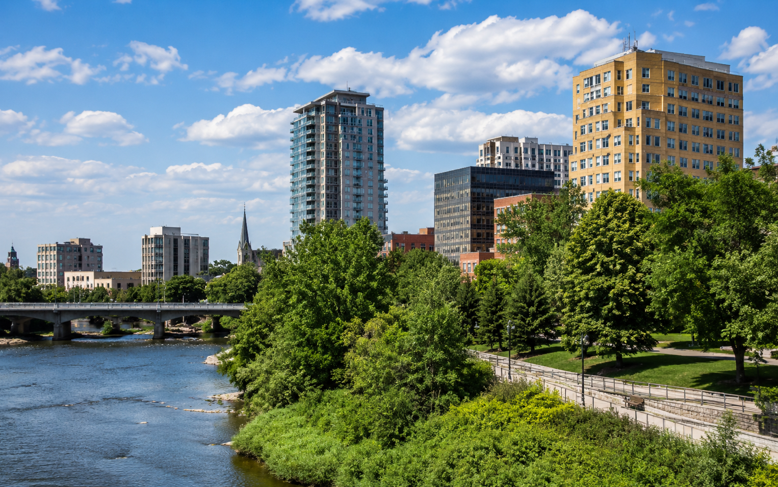 Southwestern Ontario cityscape with river and parkland